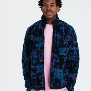 American Eagle Men’s S Sherpa Jacket Blue Purple Black Full Zip Vintage Style